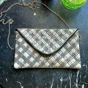 Silver Beaded Crossbody Evening Bag